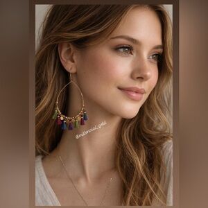 NWT Hannah Elegant Multicolor Tassel Hoop Earrings✨